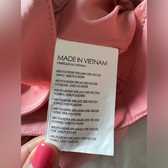 CLUB MONACO Wide leg trousers Dusty Rose Split Leg Linen Blend Size 00 - Picture 8 of 9